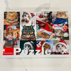 Santa Cats SeeSaw We Wish You A Merry Christmas 1000 Piece Jigsaw Puzzle NEW